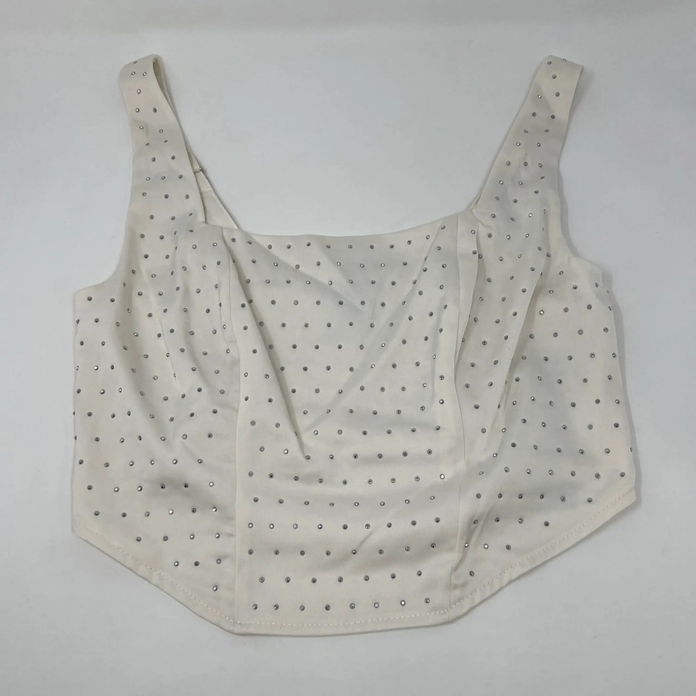 wild fable White Studded Crop Tank